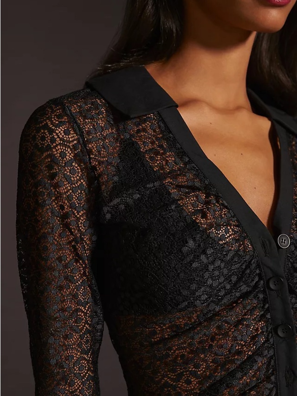 Anthropologie Maeve Sheer Lace Blouse in Black, SZ XL NWT - Picture 3 of 10